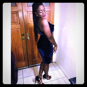 Strappy Navy Suede Blue Dress